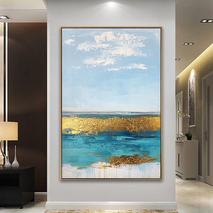 Hand Painted Abstract Seaside Wall Art #YX79