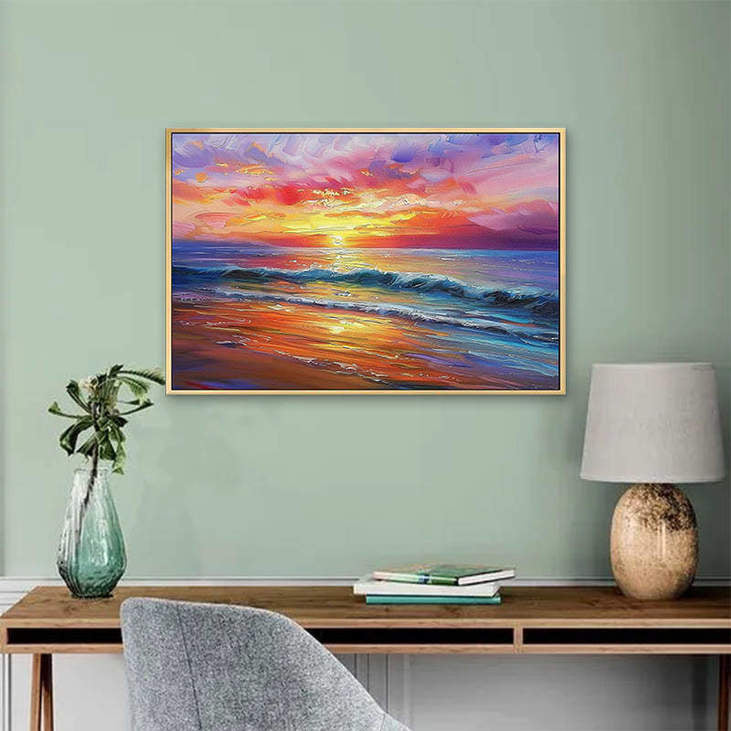 Colorful Coastal Sunset Painting #VA307