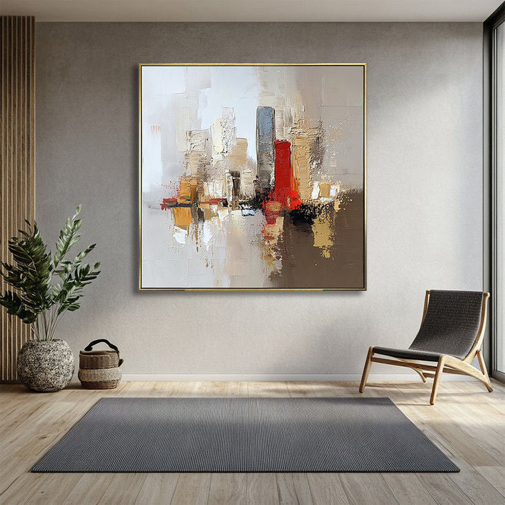 Abstract Cityscape Handmade Canvas Painting #YX12