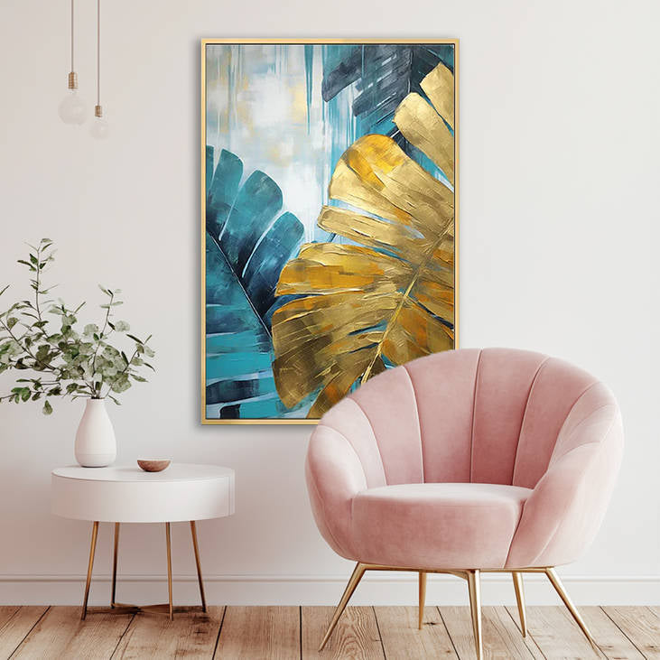 Gold & Teal Modern Wall Art for Living Room #YX500