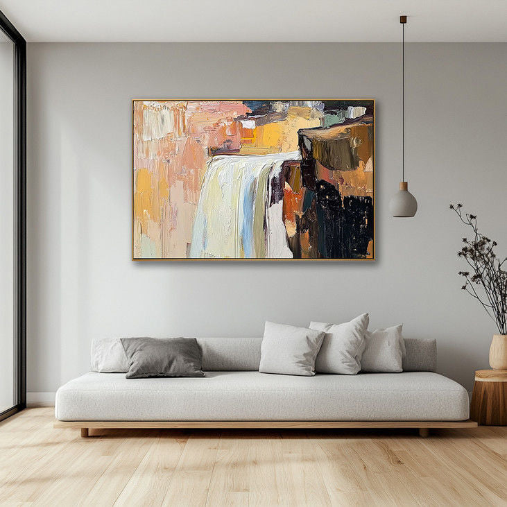 Abstract Nature Art: Waterfall Impasto for Office Spaces #YX123