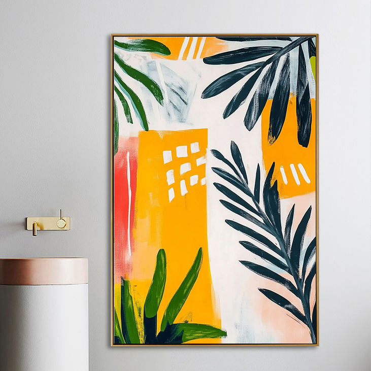 Abstract Tropical Leaf Canvas Art #YX179