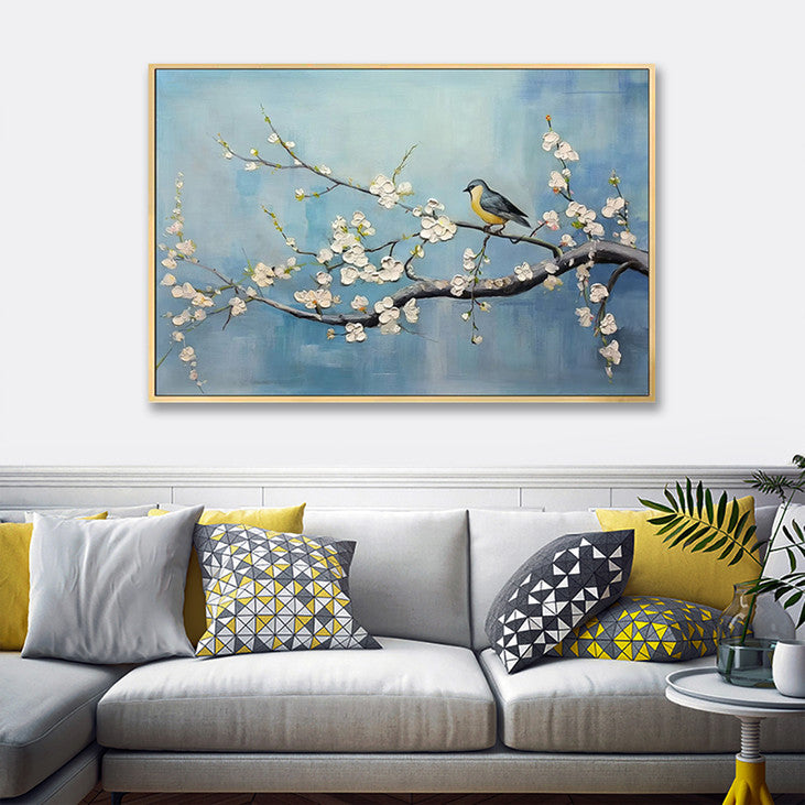 White Blossom & Bird Canvas #VA330