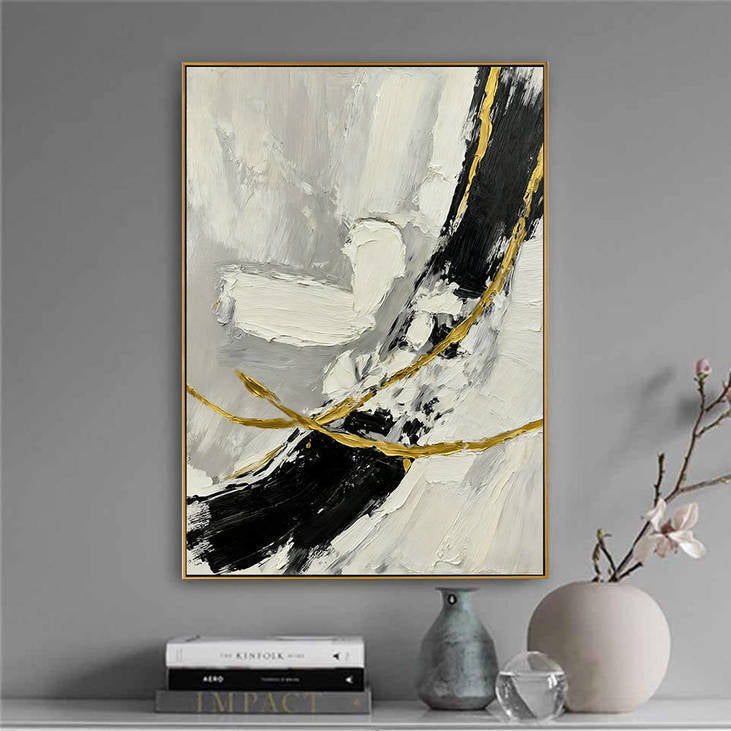 Hand Painted Abstract Decorative Wall Art with Gold Accents #YX363