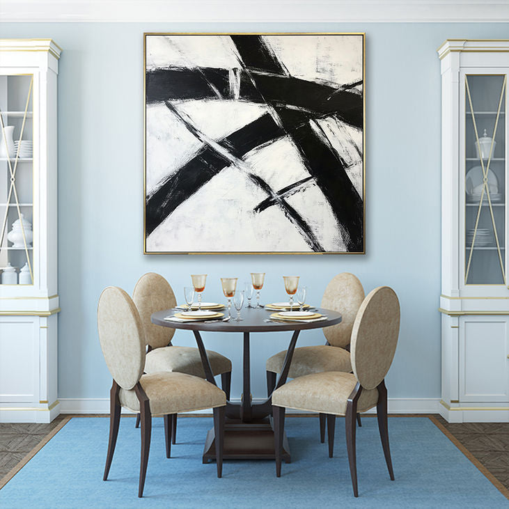 Abstract Intersecting Black Strokes Art #YX150