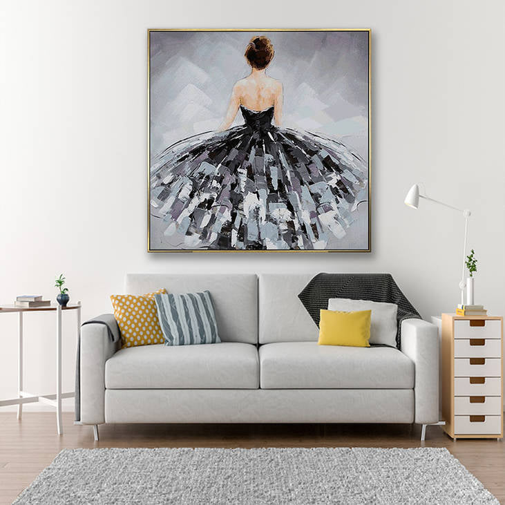 Hand-Painted Abstract Ballerina Canvas Art #YX304