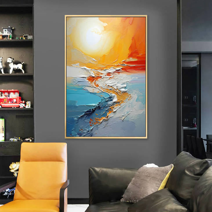 Abstract Sea & Sun Canvas Painting #VA30