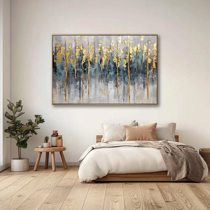 Gold Foil Tree Forest Abstract Painting #YX114