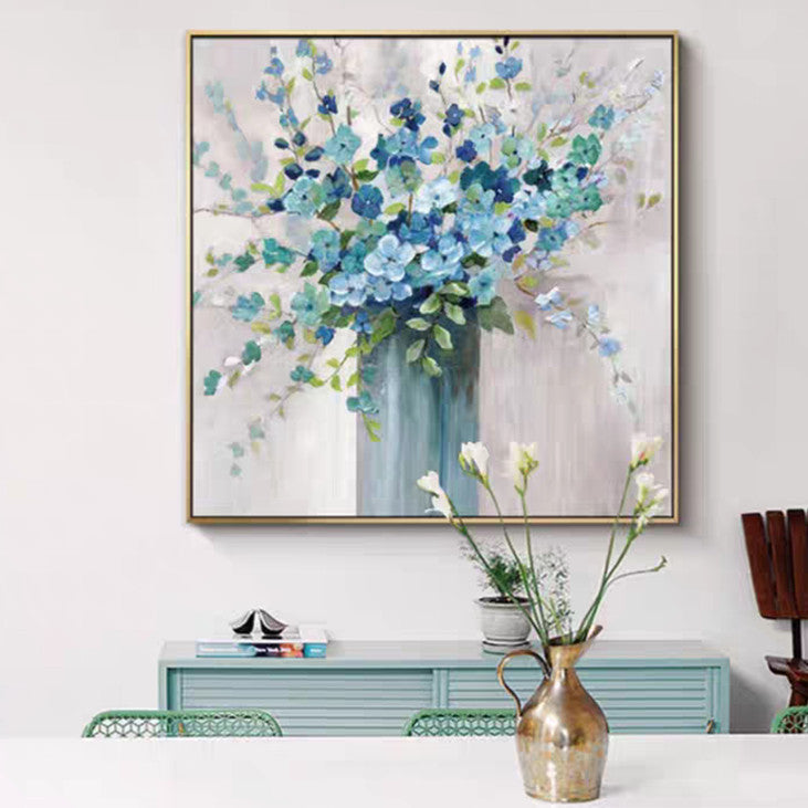 Blue Hydrangea Bouquet Canvas Art #VA320