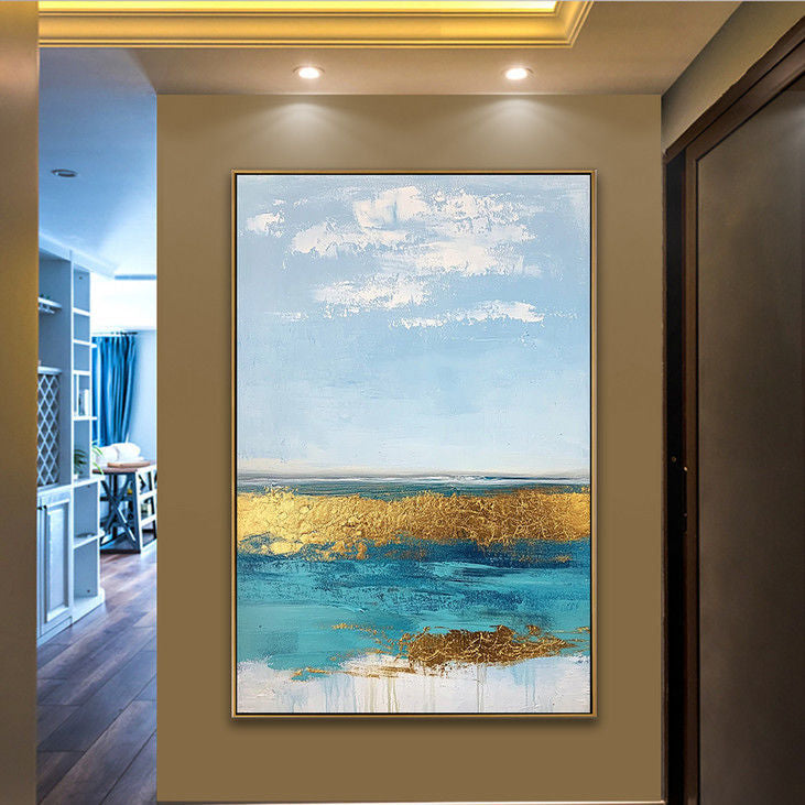 Hand Painted Abstract Seaside Wall Art #YX79