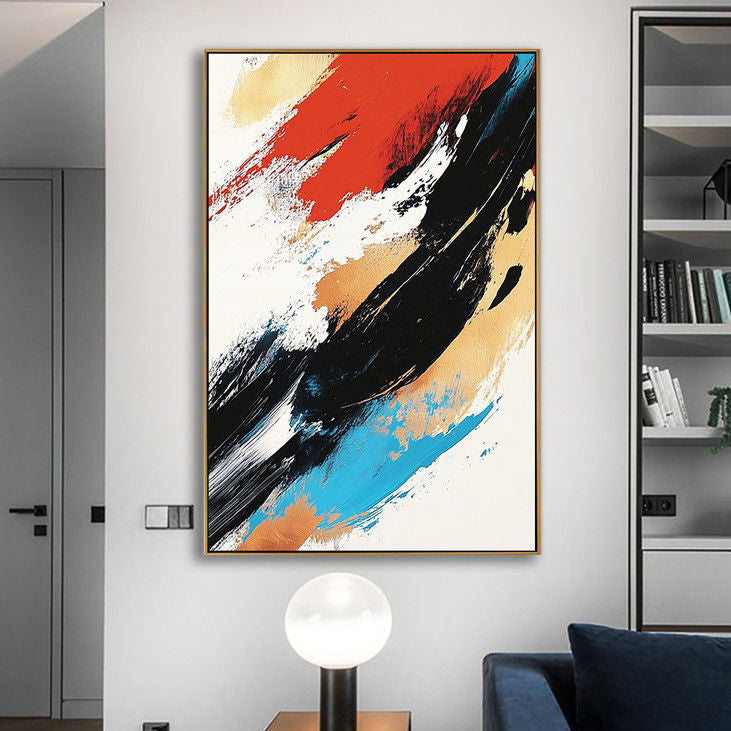 Colorful Abstract Wall Art - Modern Brushstroke Painting for Living Room #YX57
