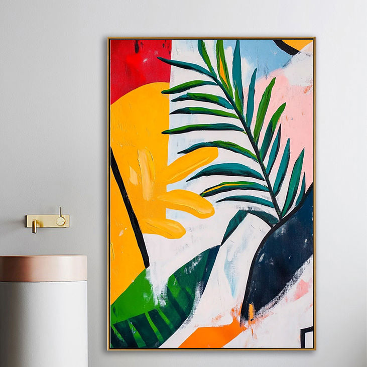 Colorful Abstract Canvas Painting-Tropical Leaf Design for Home #YX188