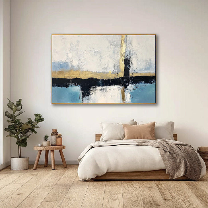 Calming Blue & Gold Abstract Art #YX119