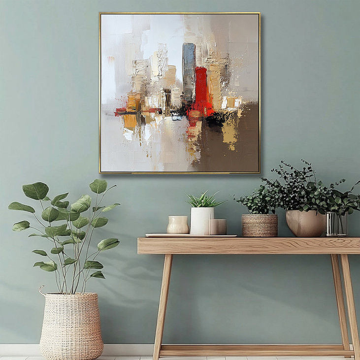 Abstract Cityscape Handmade Canvas Painting #YX12