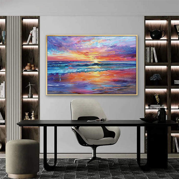 Colorful Beach Sunset Art #VA308