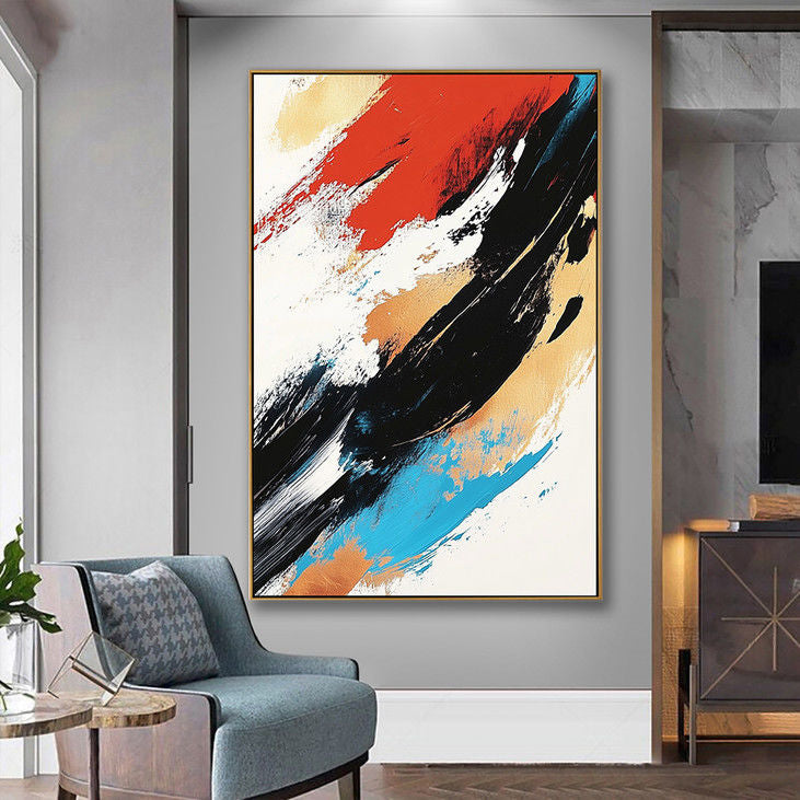 Colorful Abstract Wall Art - Modern Brushstroke Painting for Living Room #YX57