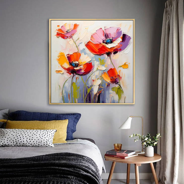 3D Textured Poppy Flower Art #VA120