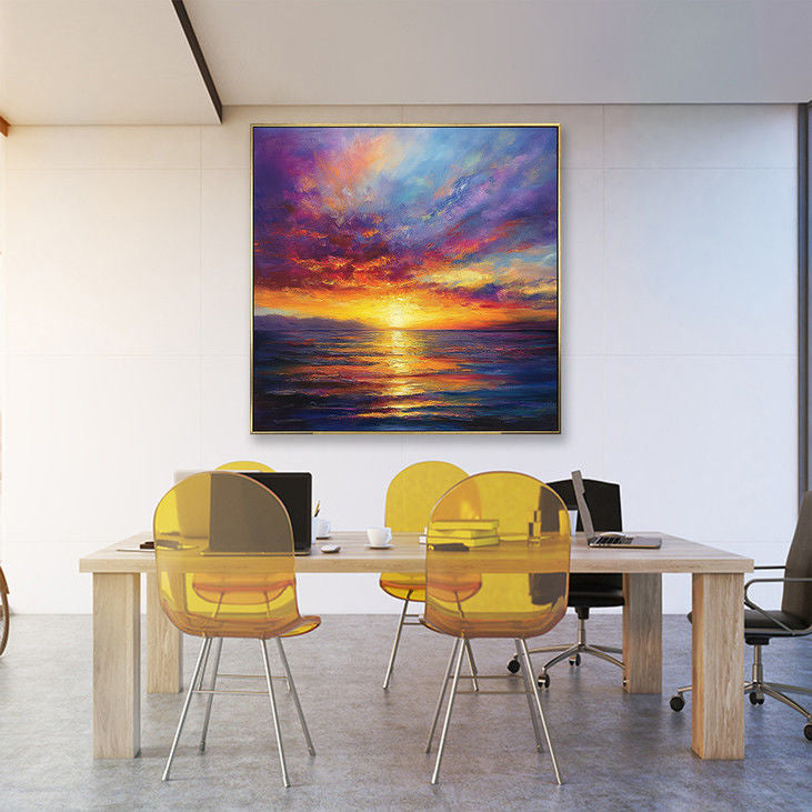 Colorful Sunset Seascape Handmade Canvas #YX140
