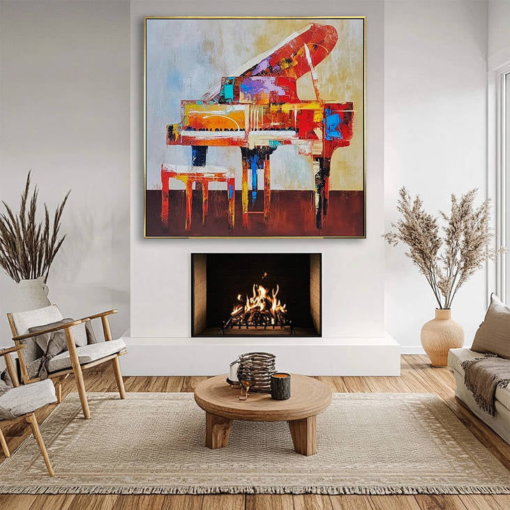 Abstract Piano Oil Painting on Canvas #YX337