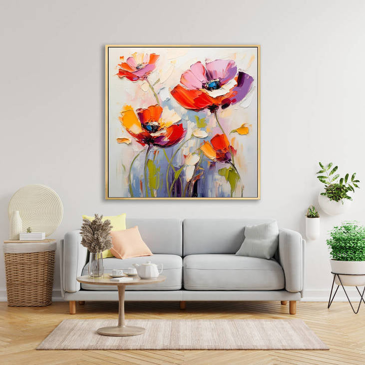 3D Textured Poppy Flower Art #VA120