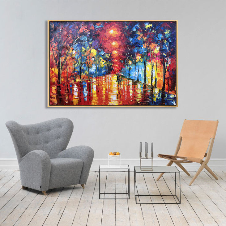 Impressionist Rainy Street Canvas Painting #VA353