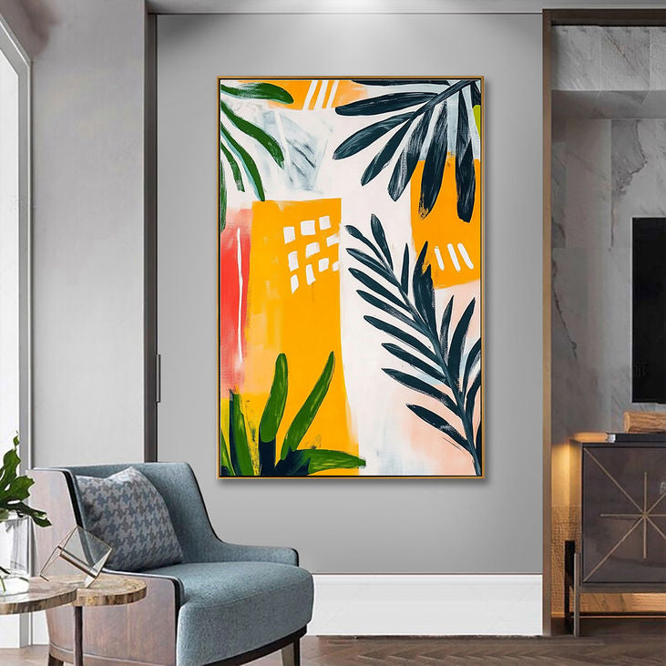 Abstract Tropical Leaf Canvas Art #YX179
