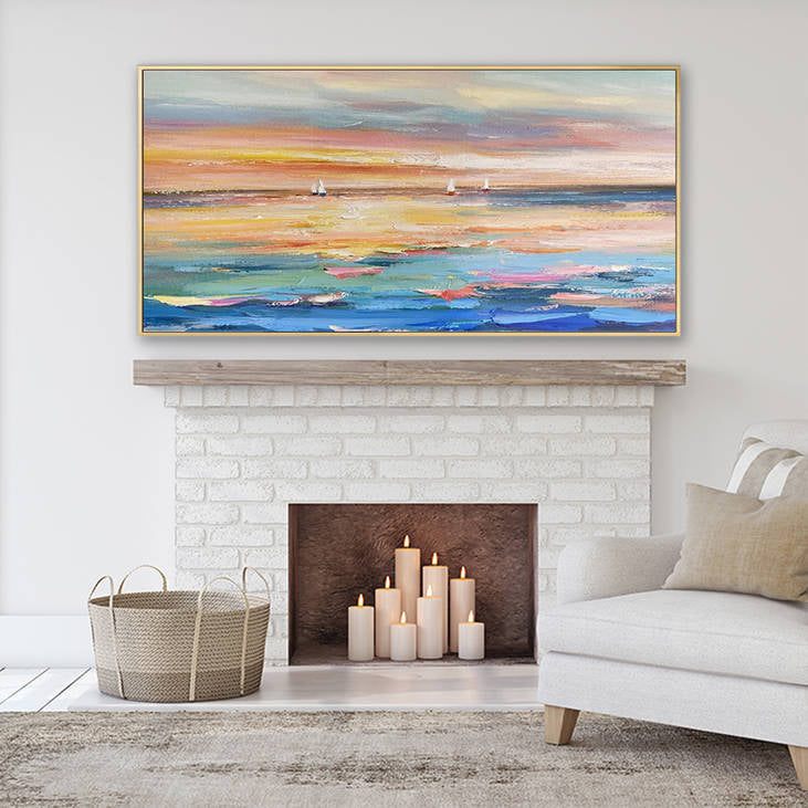Hand Painted Sea Sunset Landscape Painting #YX310