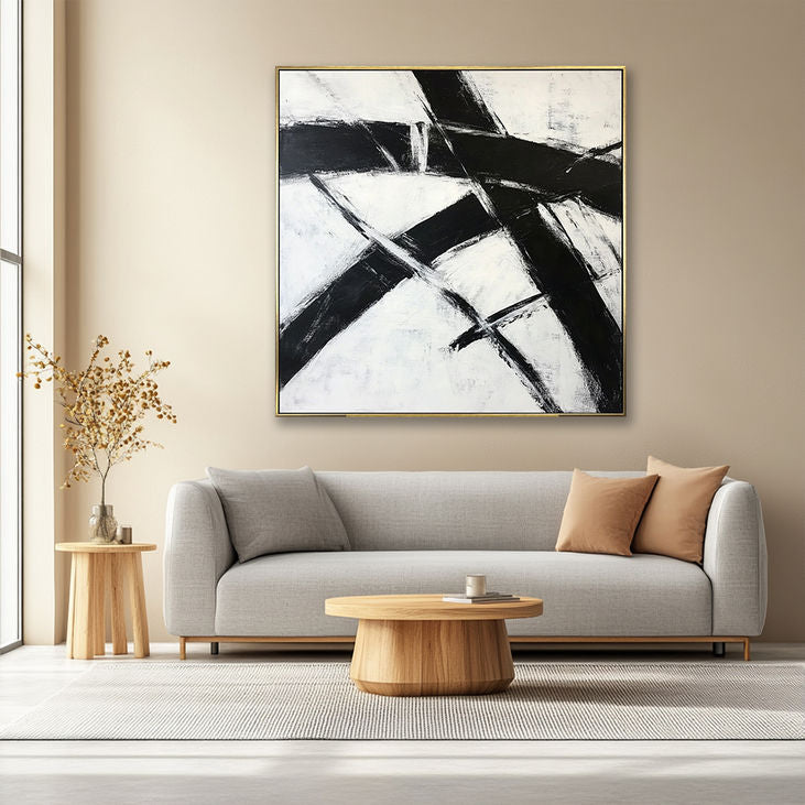 Abstract Intersecting Black Strokes Art #YX150
