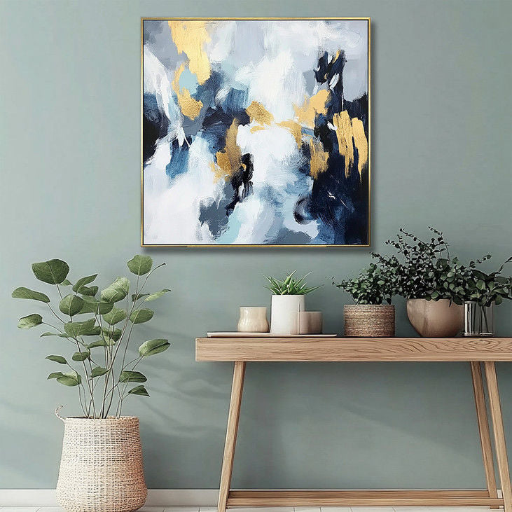 Gold Accent Abstract Handmade Canvas Painting #YX16