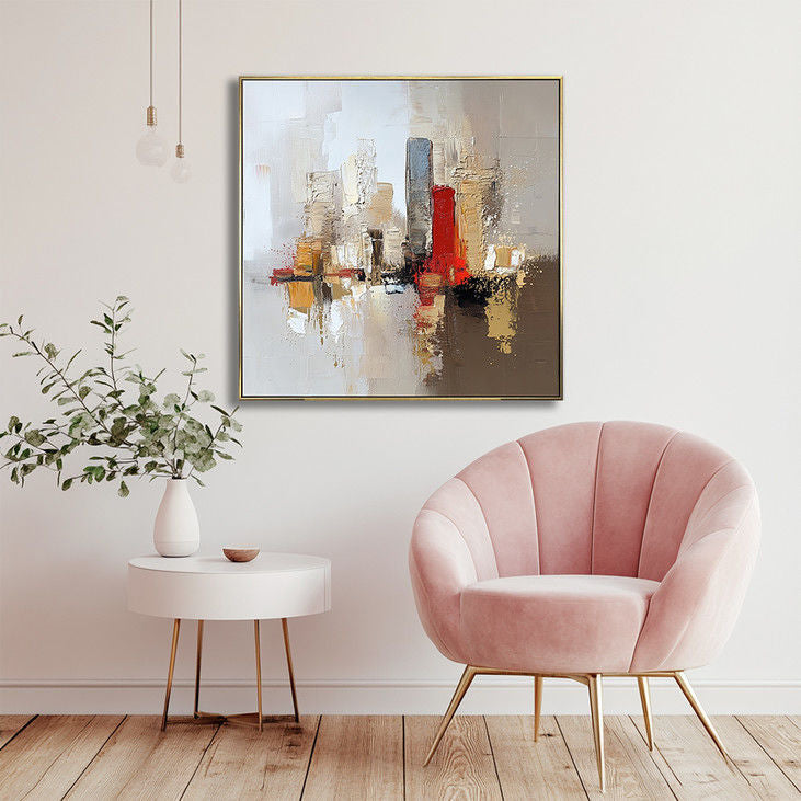 Abstract Cityscape Handmade Canvas Painting #YX12
