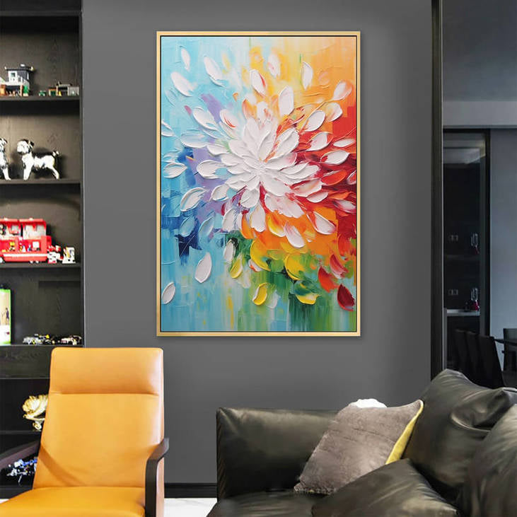 3D Textured Multicolor Flower Art #VA113