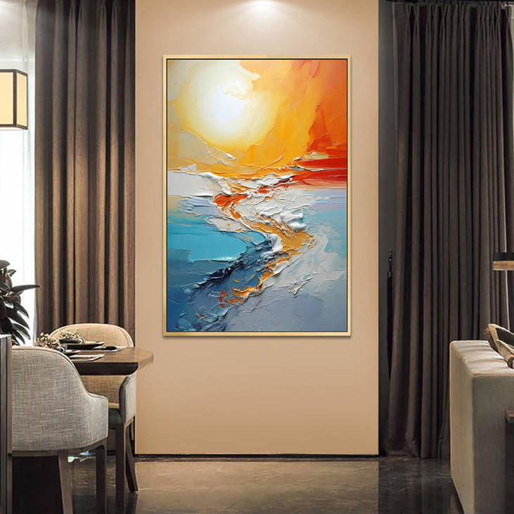 Abstract Sea & Sun Canvas Painting #VA30