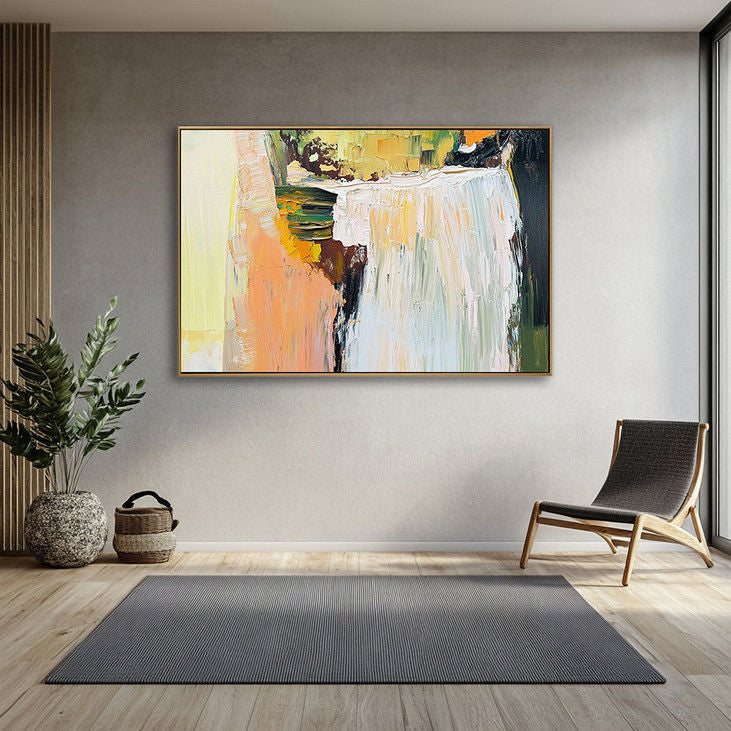 Impasto Abstract Waterfall Painting Textured Wall Art Centerpiece #YX127