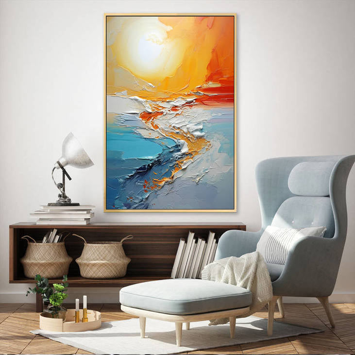 Abstract Sea & Sun Canvas Painting #VA30