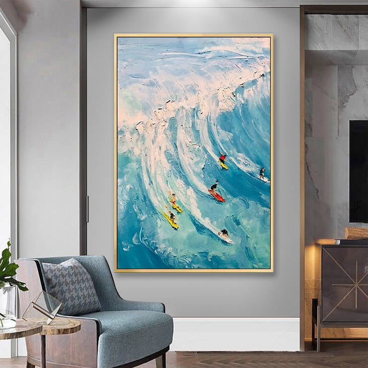 Hand Painted Surfing Scene Canvas #YX227