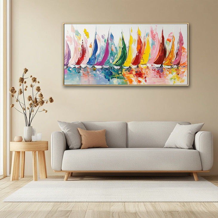 Colorful Sailboat Fleet Canvas Art #YX98
