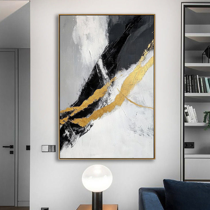 Minimalist Gold Accent Abstract Art #YX56