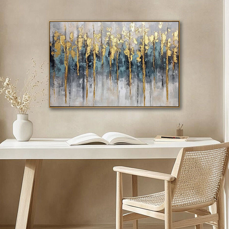 Gold Foil Tree Forest Abstract Painting #YX114