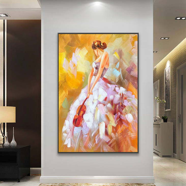 Vibrant Abstract Lady Violin Art #YX218