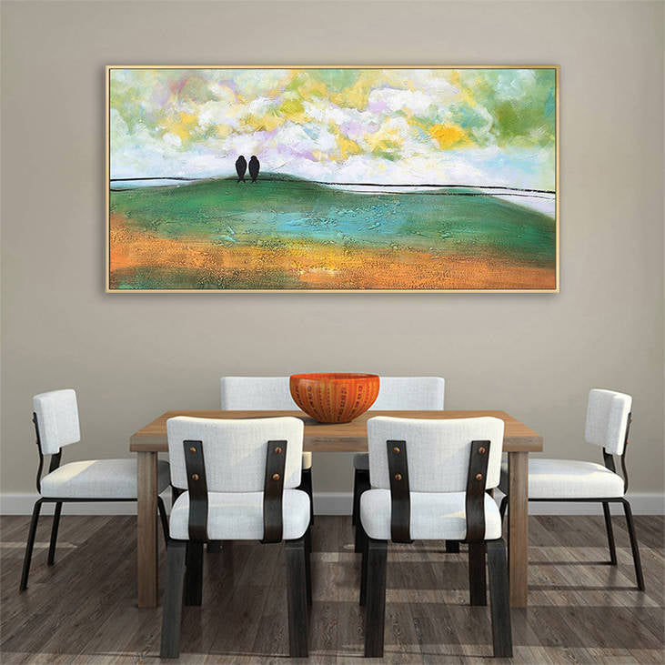Abstract Landscape Painting with Birds #YX289