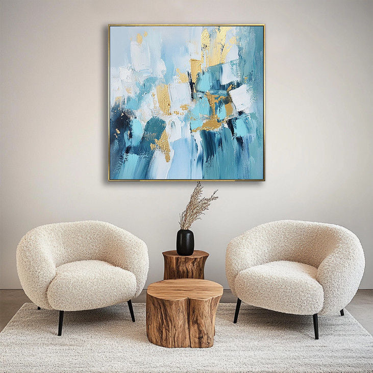 Gold Accented Impasto Abstract Painting #YX38