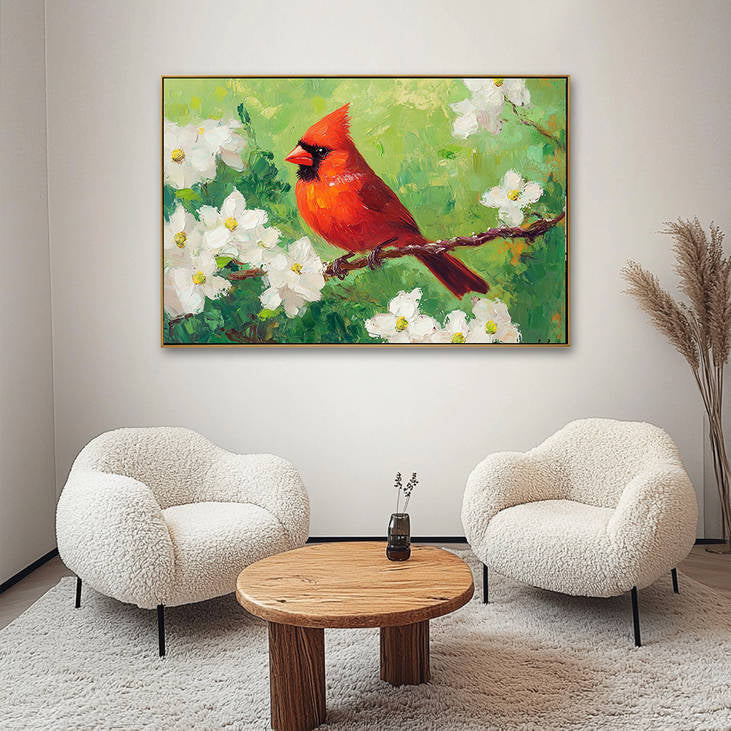 Hand Painted Red Cardinal Art #YX205