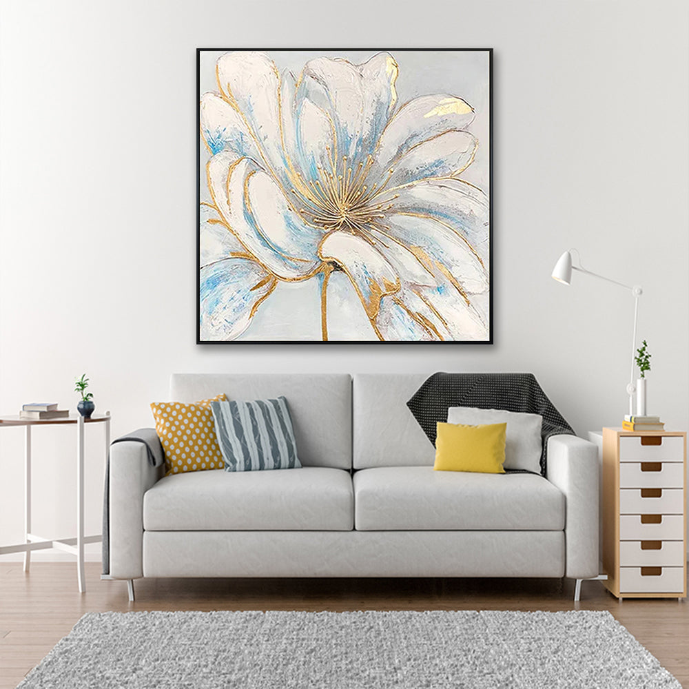 Abstract White Flower with Gold Details #YX327