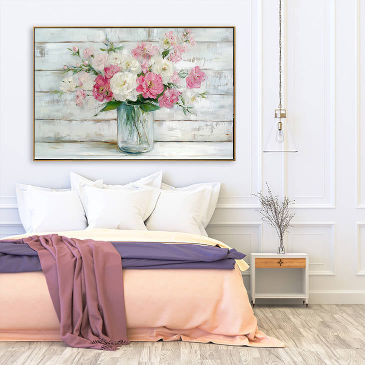 Pink and White Floral Bouquet Canvas #YX207