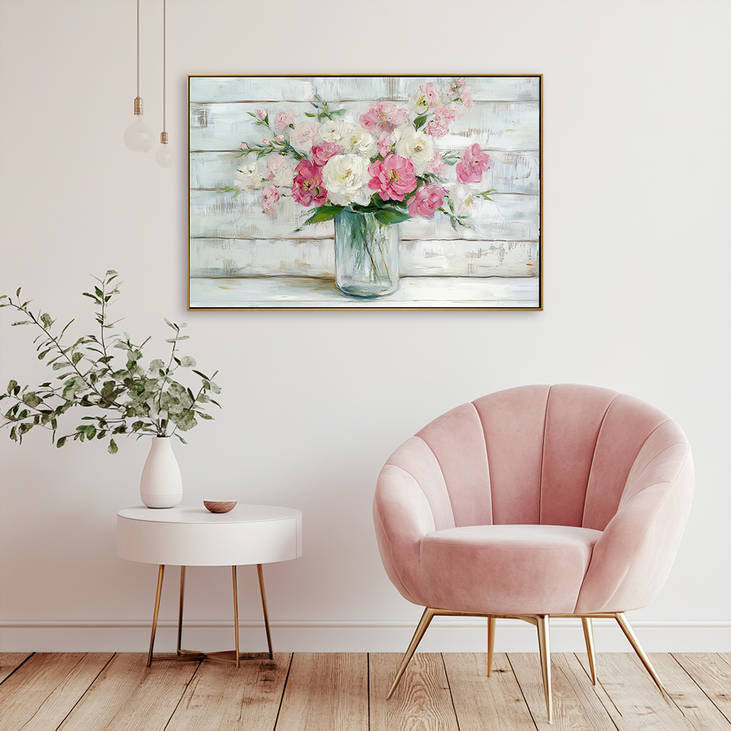 Pink and White Floral Bouquet Canvas #YX207