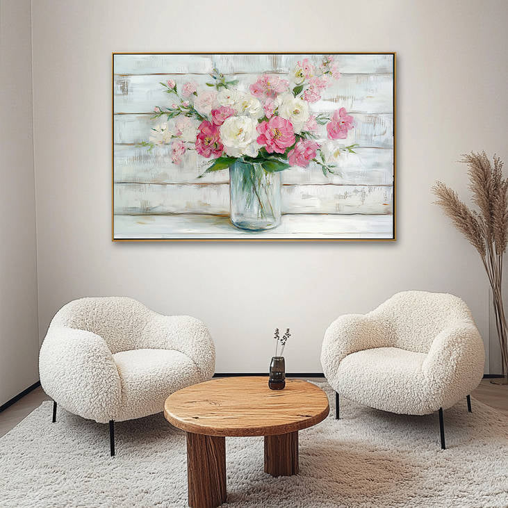 Pink and White Floral Bouquet Canvas #YX207