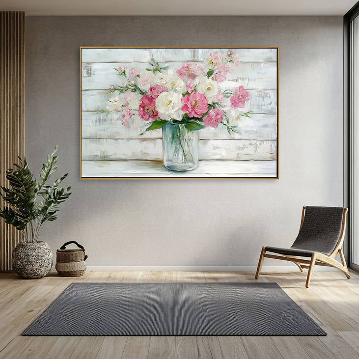 Pink and White Floral Bouquet Canvas #YX207