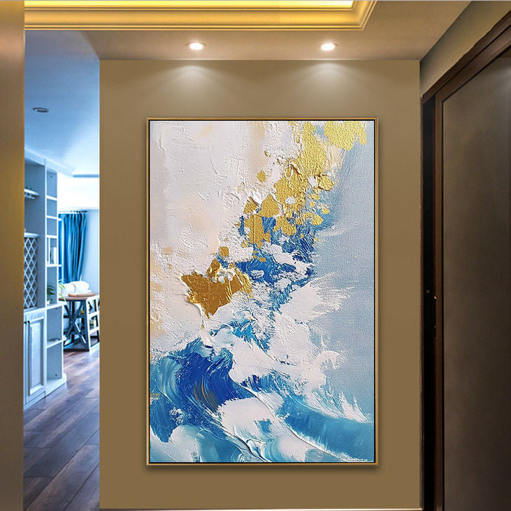 Gold Foil Hand Painted Abstract Wall Art #YX83