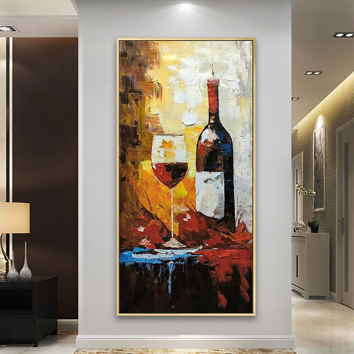 Vibrant Wine Glass & Bottle Canvas #VA442