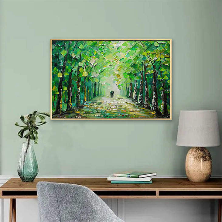 Hand Painted Forest Path Canvas Art #VA312
